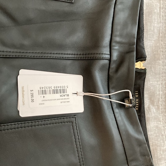 Brand New Ted Baker Black Leather Mini Skirt Size 4 EU Size 12 US - Picture 2 of 4